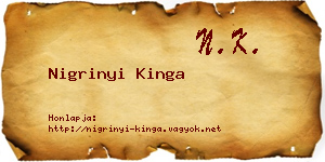 Nigrinyi Kinga névjegykártya